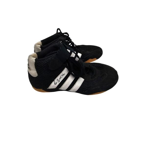 Adidas Mat Hog Wrestling Shoes Boys Sz 3.5 Youth Black White - Picture 3 of 6